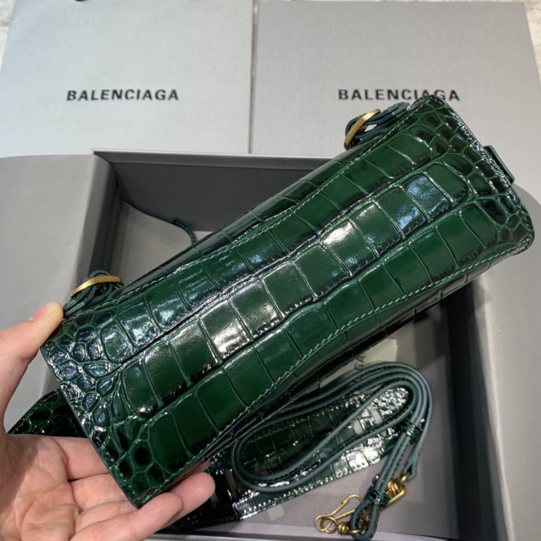 Balenciaga Neo Classic Mini Handbag Crocodile Embossed Shoulder Bag Green